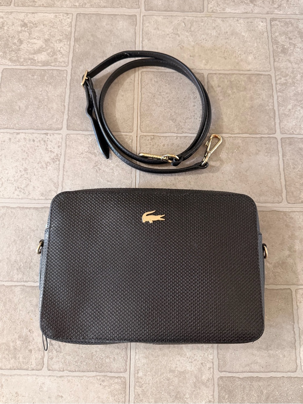 Lacoste Chantaco Piqué Leather Square Shoulder Bag